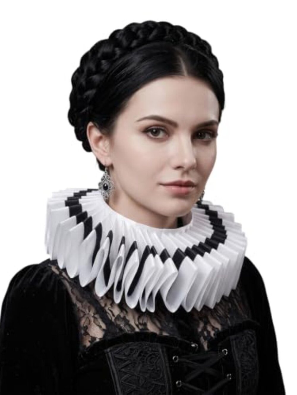 PURFUN Renaissance Ruffled Collar Satin Neck Ruff Adjustable Multi-Layer Cosplay - Picture 2 of 7